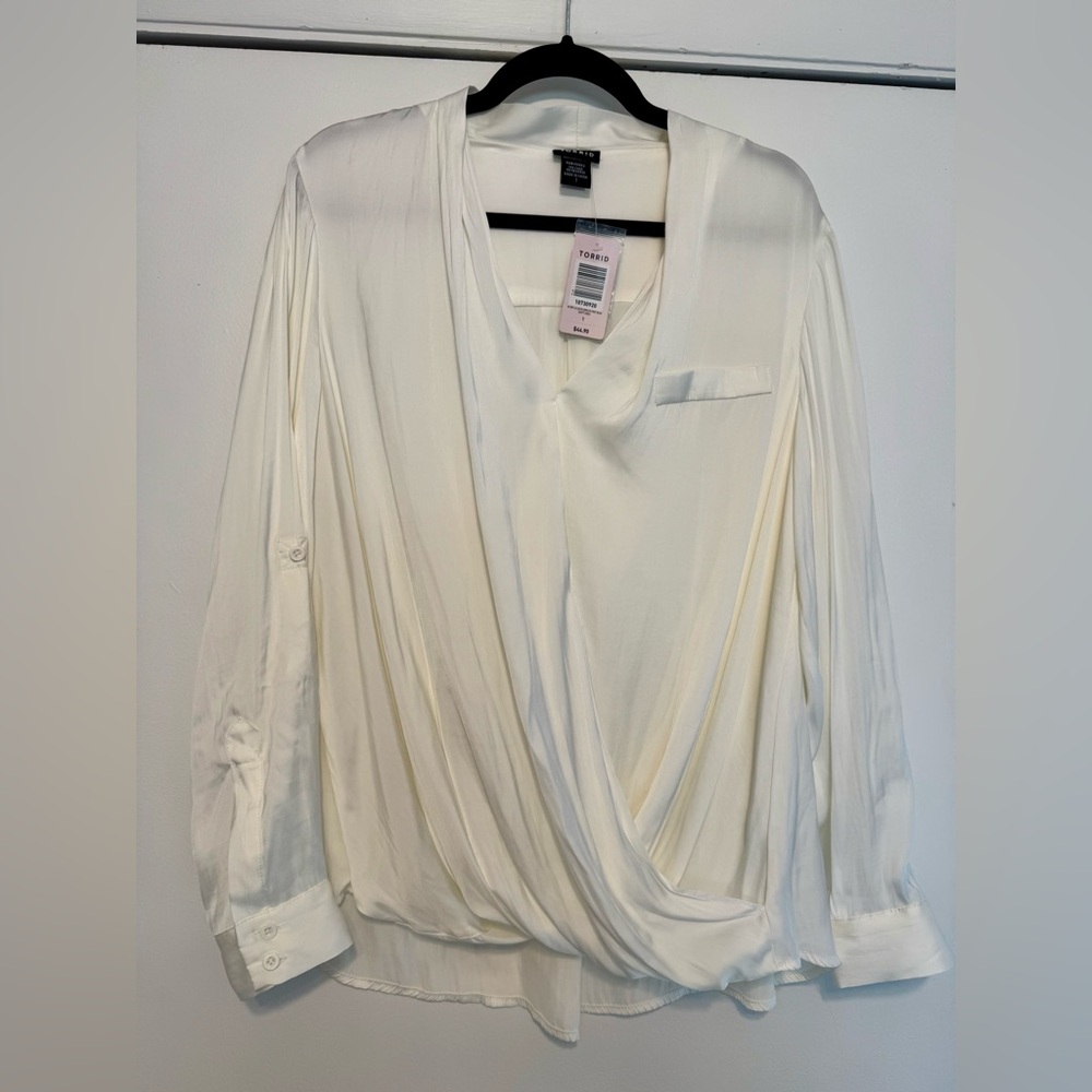 Torrid Cream Drape Blouse